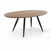 Table ovale extensible acier noir et bois de chêne