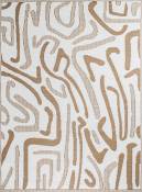 Tapis extérieur réversible motif artistique - Beige - 120x160 cm