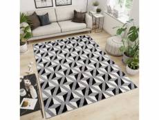 Tapiso maroc tapis moderne blanc motif 3d géométrique