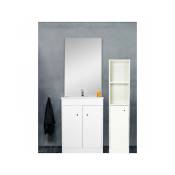 TMM - Ensemble meuble sous vasque avec miroir intégré 60 cm Blanc + colonne - maji - l 60 x l 46.5 x h 187 cm