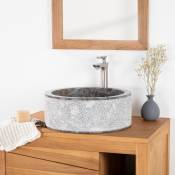 Vasque salle de bain en marbre Elbe gris 40cm - Gris