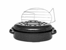 Warmcook - cocotte ovale en acier carbon 33x20cm + grille 6106+2007 - roaster graniteware 6106+2007