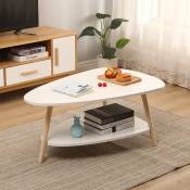 2étagère Table basse ovale scandinave Blanc 90*60*40cm