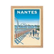 Affiche Nantes France - Anneaux Buren avec Cadre (Bois)