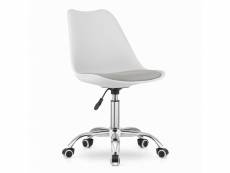 Albad - fauteuil pivotant style moderne bureau/chambre d'ado - 91.5x48x43 cm - chaise de bureau - blanc