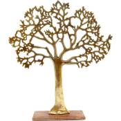 Arbre décoratif en aluminium doré et bois de manguier