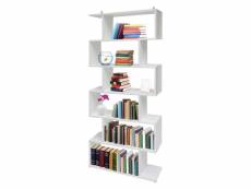 Bibliothèque double face décorative et fonctionnelle, couleur blanc brillant, dimensions 80 x 192 x 25 cm 8055271422169