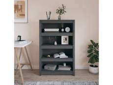 Bibliothèque étagère de rangement - pour bureau salon chambre cuisine gris 80x35x126 cm bois de pin massif meuble pro frco28221