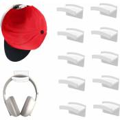 Blanc - 10 porte-chapeaux, suspension murale de casquettes de baseball, porte-chapeau collé, porte-serviette pour chapeau, organisateur de porte,