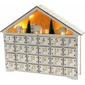 Calendrier de l'Avent en bois, calendrier de l'Avent vide réutilisable, calendrier de Noël bricolage avec 24 tiroirs, ornements de Noël LED uniques