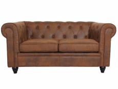 Canapé chesterfield 2 places tissu marron vintage itish