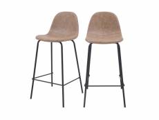 Chaise de bar mi-hauteur henrik en cuir synthétique marron clair 65 cm (lot de 2)