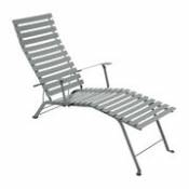 Chaise longue pliable inclinable Bistro métal gris lapilli / Accoudoirs - Fermob gris en métal