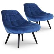 Cotecosy - Lot de 2 fauteuils Danios Velours Bleu - Bleu