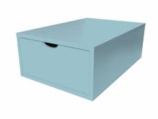 Cube de rangement bois 75x50 cm + tiroir bleu pastel