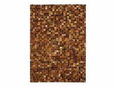Cuir - tapis en cuirs recyclés motif mosaïque marron