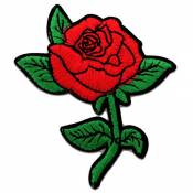 Ecusson - Rose fleur - vert/rouge - 6,8x7,8cm - patches