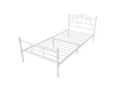 [en.casa] lit double cadre de lit en métal acier revêtu par poudre fritté blanc 208 cm x 126 cm x 84 cm
