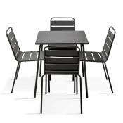 Ensemble table de jardin et 4 chaises en métal gris - Palavas - Gris Anthracite