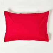 Homescapes - Taie d'oreiller rectangulaire coton égyptien 200 fils coloris rouge 50 x 75 cm - Rouge