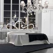 Iperbriko - Lit double en fer avec cadre de lit en fer blanc cupido 186x202x h133 cm