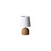 Lampe à poser ronde céramique marron effet naturel - 16x16x27.5cm - Marron