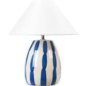 Lampe de Table en Céramique Beige Clair et Bleu avec