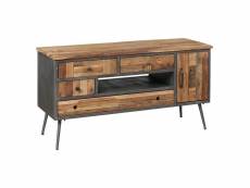 Leonard - meuble tv 1p 4t acier et bois massif