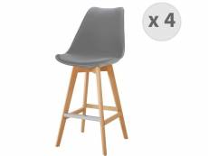 Lightup - chaise de bar scandinave gris pieds hêtre