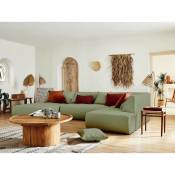 Lisa Design - Onyx - canapé modulable panoramique d'angle droit 7 places - en tissu - vert sauge - Vert sauge