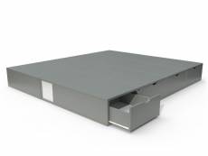 Lit double avec rangement tiroirs cube 160x200 gris LITCUB160-G