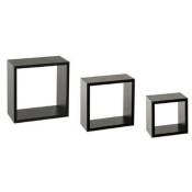 Lot de 3 Étagères Murales Cube 25cm Noir