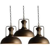 Lot de 3 Suspension Luminaire Vintage Industrielle E27 33cm Lustre Plafond Eclairage Décor Bronze