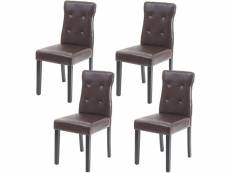 Lot de 4 chaises en synthétique marron pieds en bois