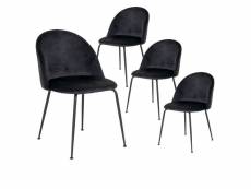 Meyrin - lot de 4 chaises velours noir et pieds métal