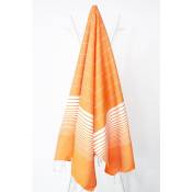 Oceanvibes - Fouta 100 cm x 200 cm Miami orange rayures