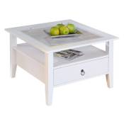 Pegane - Table Basse Provence 1 Blanc, Dim : 75 x 75 x 45 cm