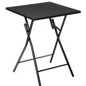Pegane - Table d'appoint pliante en métal et mdf coloris noir - L.60 x l.60 x H.75 cm
