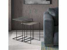 Rousseau ensemble de tables d'appoint 2 pcs ospera métal noir et gris