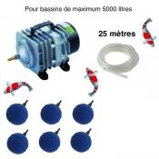 Set Aérateur Bassin de 3000, 4000 et 5000 L. Pompe à air bassin + 6 bulleurs