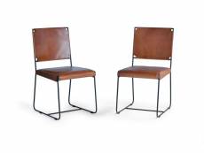 Set de 2 chaises en cuir - métal et cuir