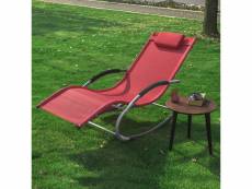 Sobuy ogs28-rx2 lot de 2 fauteuils à bascule transats de jardin avec repose-pieds - rouge