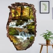 Sticker mural 3D - Waterfall Autumnal Forest - Portrait Format 3:2 Dimension: 60cm x 40cm