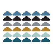 Stickers muraux en vinyle nuages bleu et moutarde