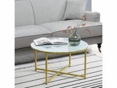 Table basse ronde uppvidinge pour salon 45 x 80 cm marbre blanc doré [en.casa]