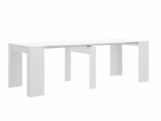 Table console extensible en chêne blanc brillant -