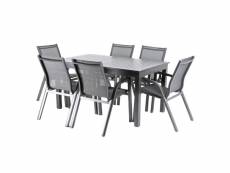 Table d'extérieur extensible 152-210cm et 6 fauteuils renforcés,couleur anthracite P54287655