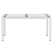 Table de jardin 150x90cm en aluminium et teck blanc