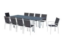 Table de jardin extensible et 10 chaises alu/textilène