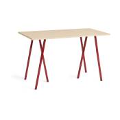 Table haute en chêne et acier rouge 160cm Loop Stand